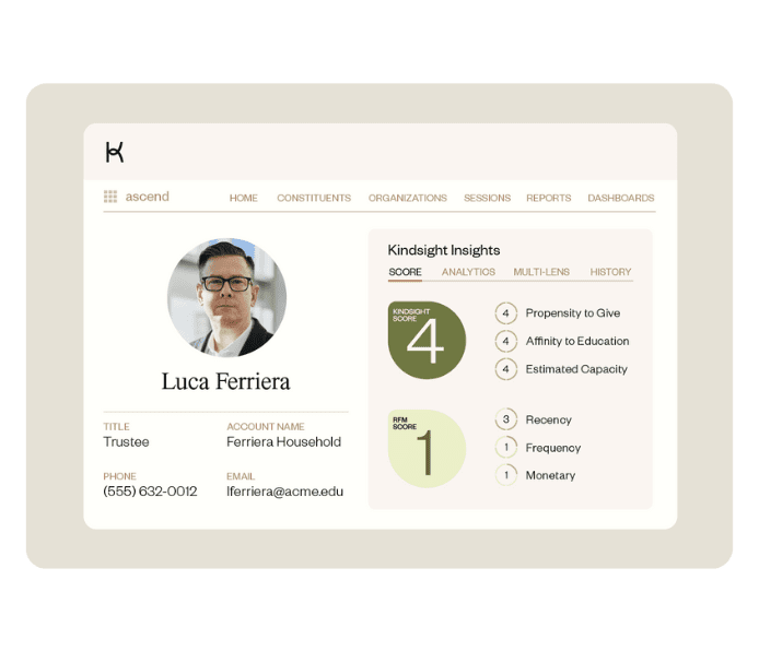 Dashboard view of ascend. The image shows Kindsight Insights and a trustee.