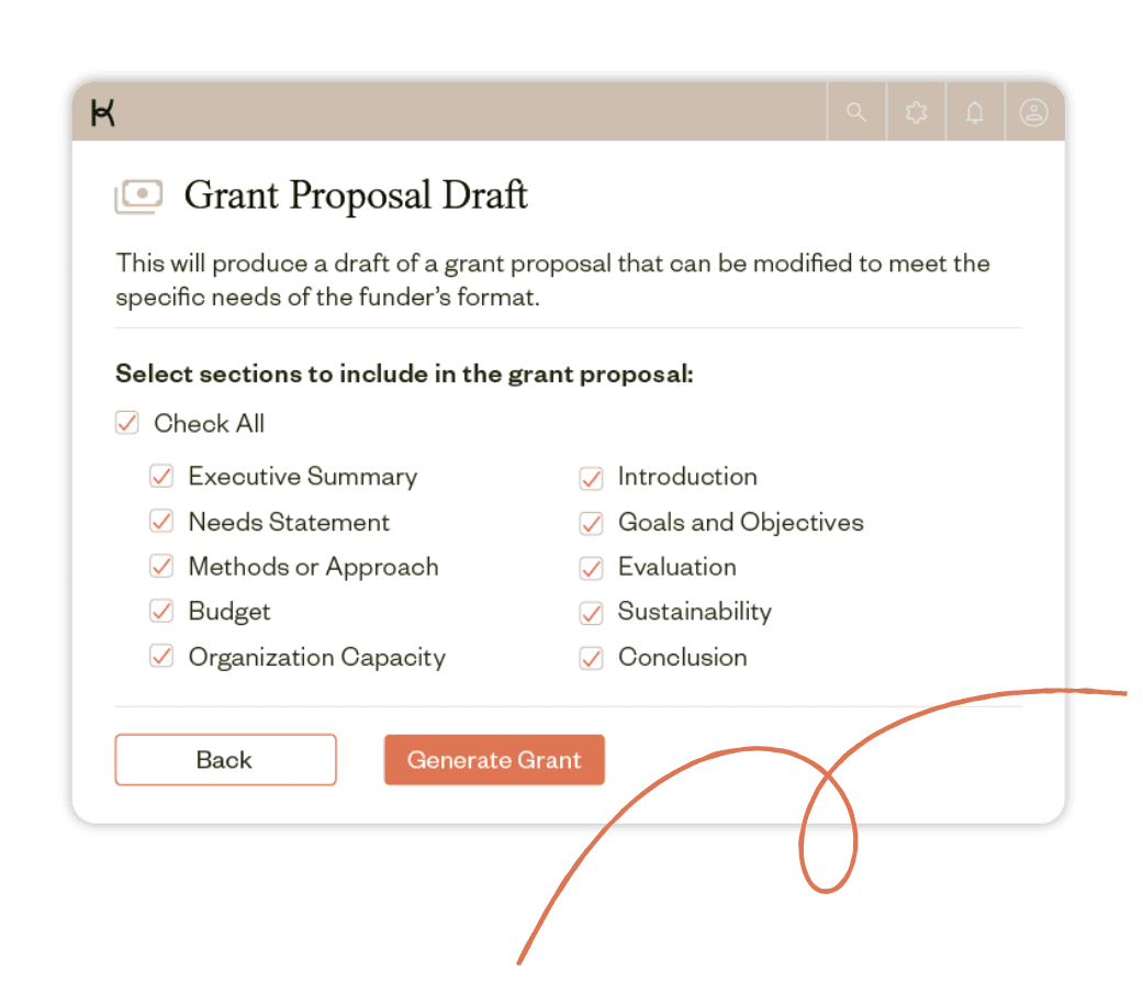 Grant writer proposal draft tool