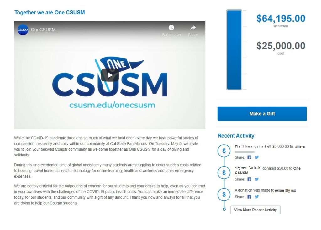 California State University San Marcos giving day event