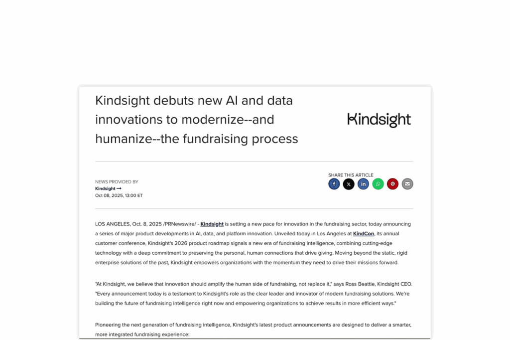 Kindsight debuts new AI and data innovations to modernize--and humanize--the fundraising process