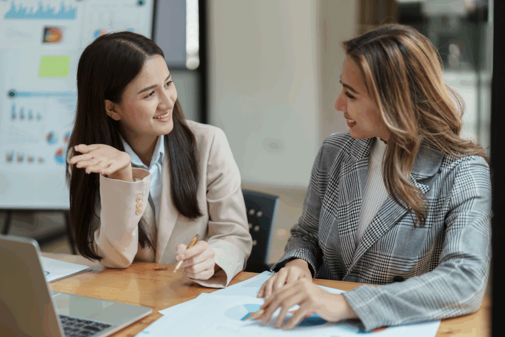 Fundraisers working on fundraising analytics