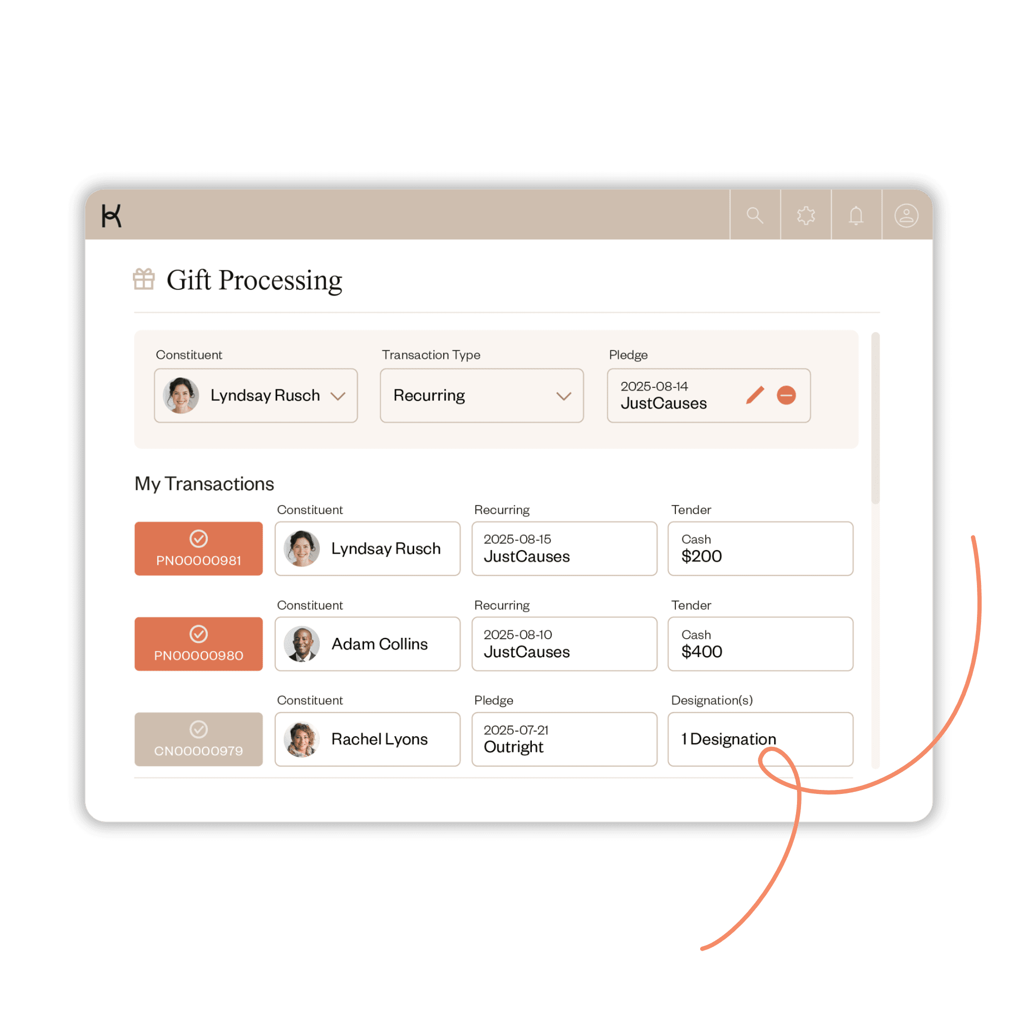 Kindsight gift processing product shots