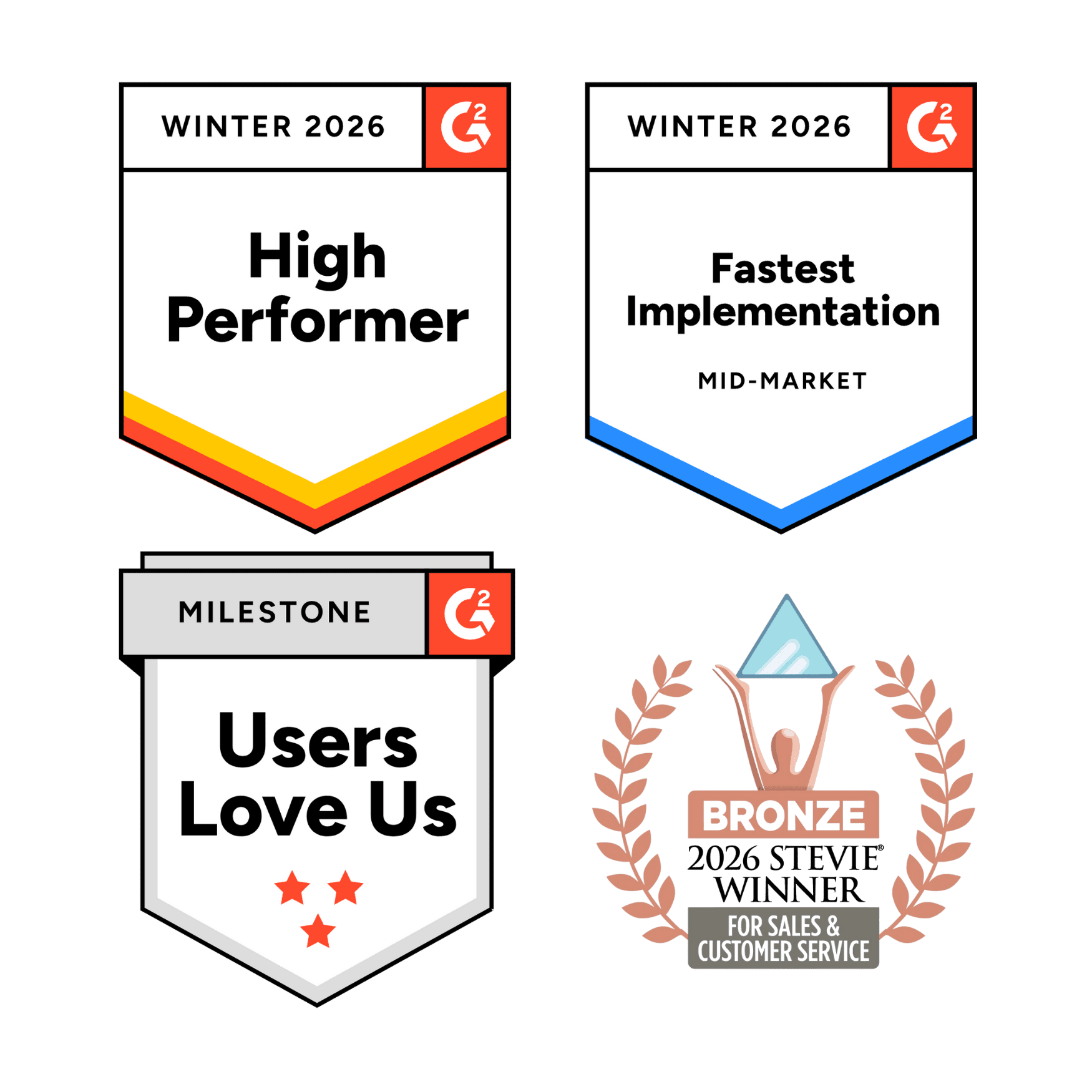 iWave G2 badges and Stevie Award 2026