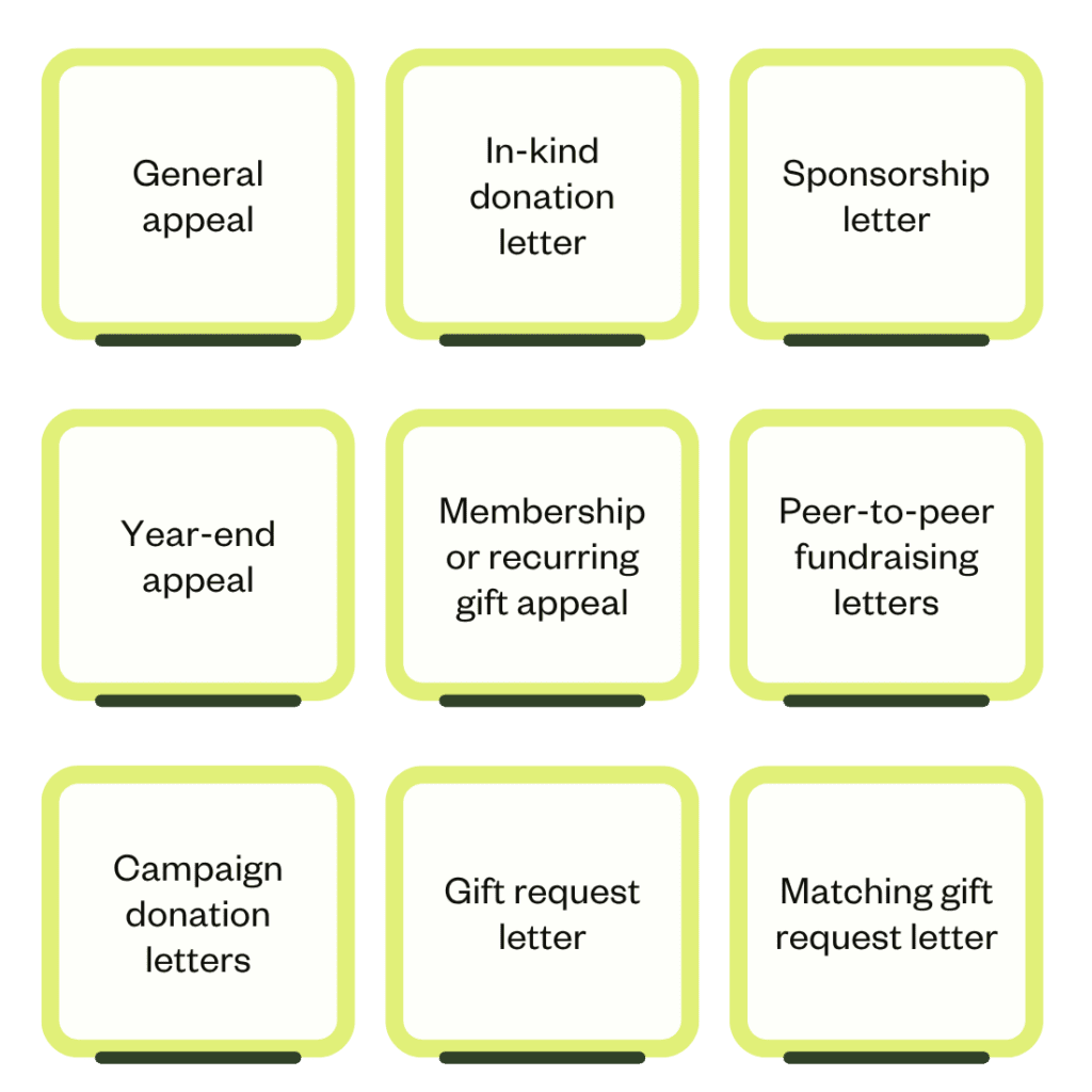 Types of donation request letters for nonprofits